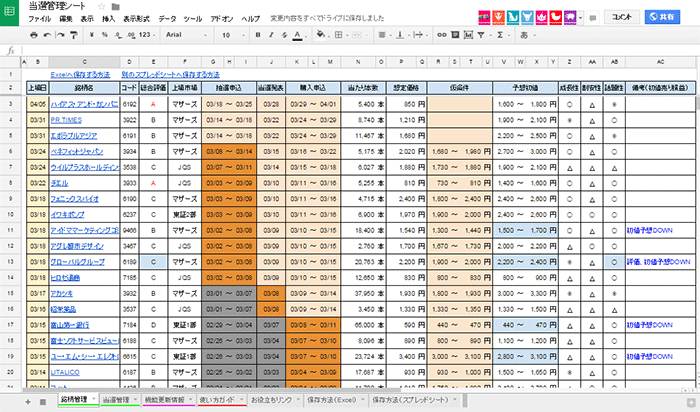 当選管理シート