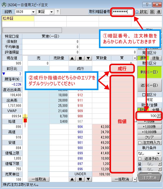 株式スピード注文