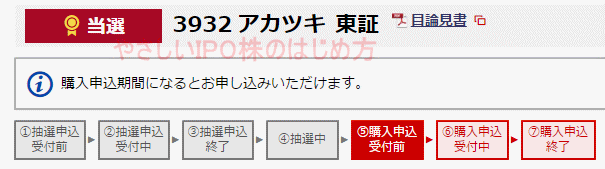 アカツキIPO当選（野村HT証券）