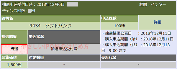 大和証券IPO当選