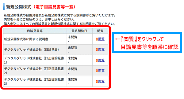電子目論見書等一覧